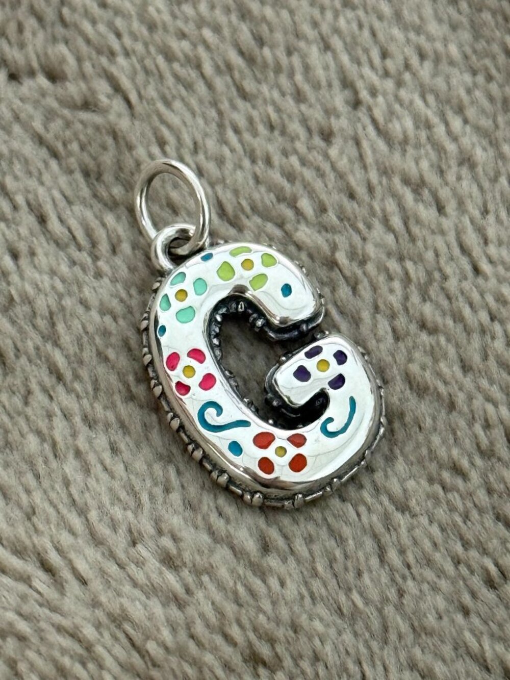 G- Enamel Consuela Floral Initial Charm